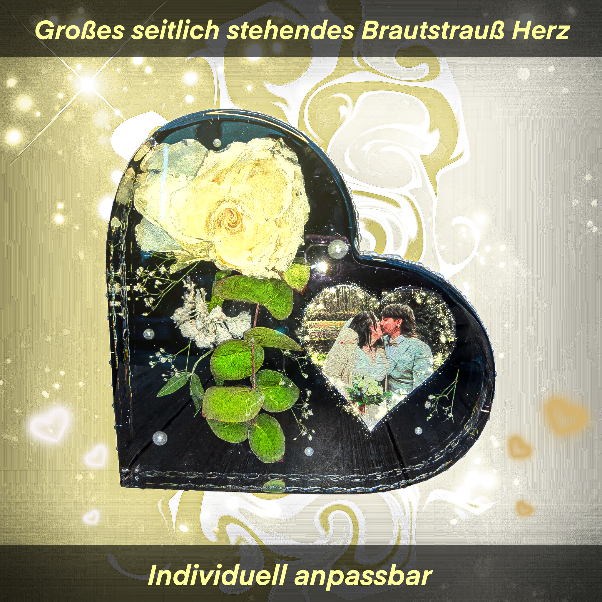 Großes seitliches Brautstrauß/Blumen Erinnerungsherz