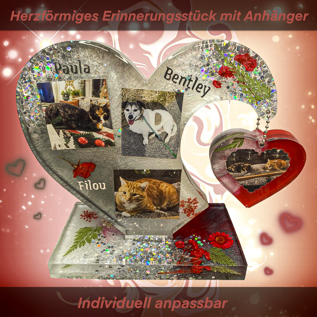 Herzförmiges Erinnerungsstück mit Anhänger